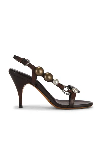 Miu Miu Beaded Sandal In Brown