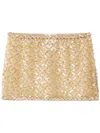 Miu Miu Beaded Silk Miniskirt In Gold