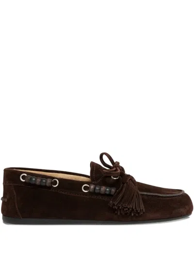MIU MIU BEADED TASSEL LOAFERS