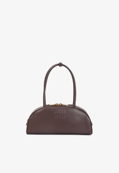 Miu Miu Women Dark Brown Beau Medium Shoulder Bag