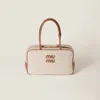 Miu Miu Large Beau Canvas Shoulder Bag In Neutral