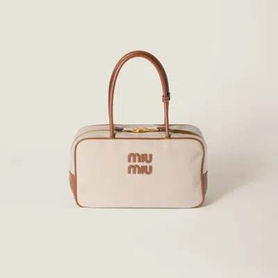 MIU MIU BEAU CANVAS AND LEATHER BAG