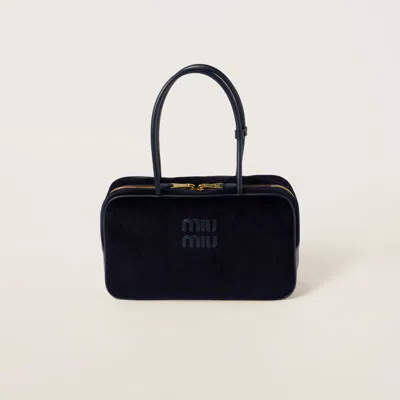 Miu Miu Beau Corduroy Top-handle Bag In Navy