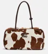 Miu Miu Beau Cow-print Calf Hair Shoulder Bag In White