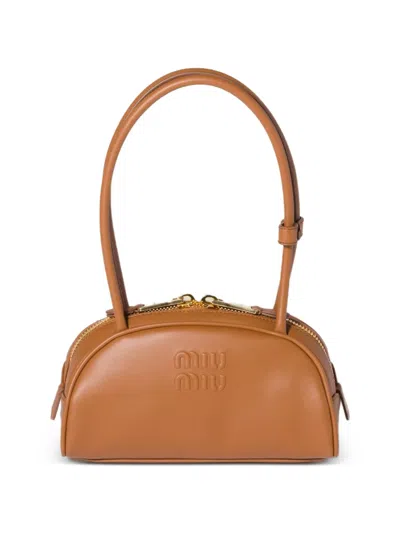 Miu Miu Beau Embossed-logo Leather Shoulder Bag In Pattern
