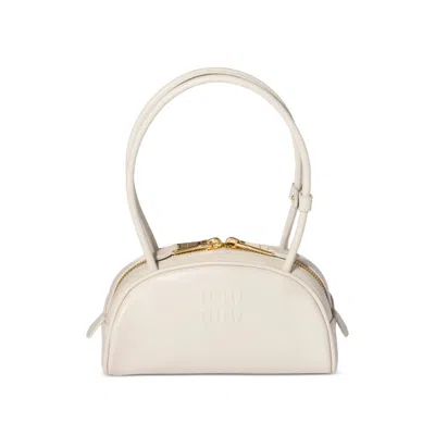 Miu Miu Beau Embossed-logo Shoulder Bag In White