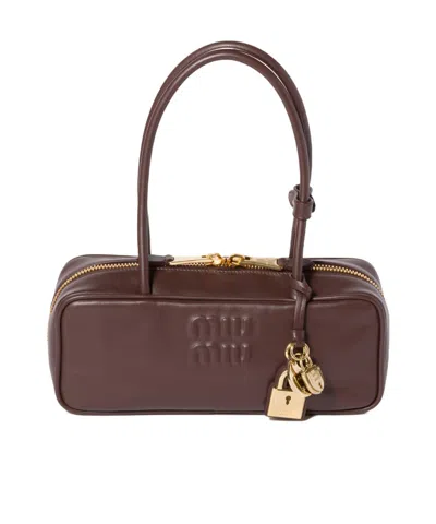 Miu Miu Beau Leather Bag In Brown
