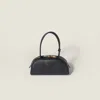 Miu Miu Black Calf Leather Bos Taurus Shoulder Bag In Black
