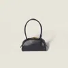 Miu Miu Black Calf Leather Bos Taurus Shoulder Bag In Black