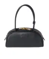 Miu Miu Black Calf Leather Bos Taurus Shoulder Bag In Black