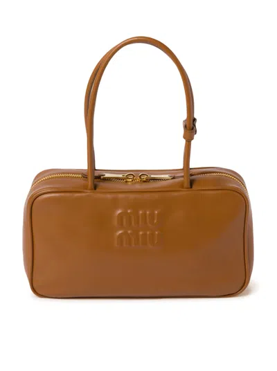 Miu Miu Beau Leather Bag In Brown