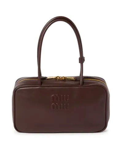 Miu Miu Beau Leather Bag In Brown