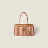 Miu Miu Beau Leather Bag In Cognac/white