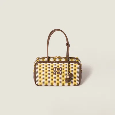 Miu Miu Beau Leather Bag In Maple/sunny Yellow/chalk White