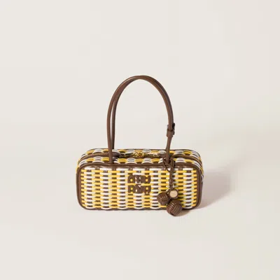 Miu Miu Beau Leather Bag In Maple/sunny Yellow/chalk White