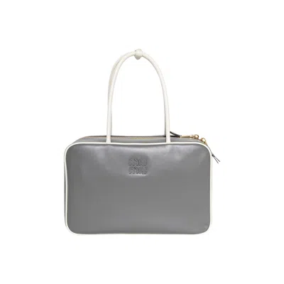 Pre-owned Miu Miu Beau Leather Bag 'marble Grey/white' | Women's Size Onesize