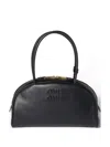 Miu Miu Black Calf Leather Bos Taurus Shoulder Bag In Black