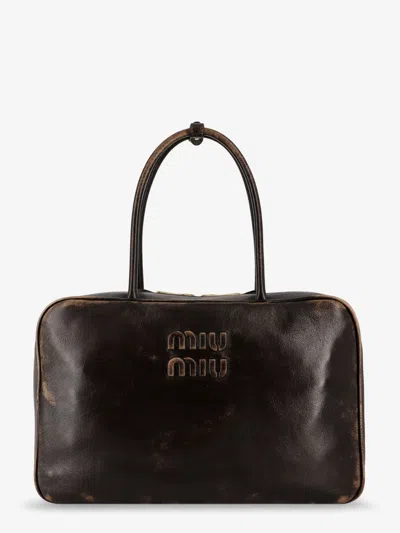 Miu Miu Beau Leather Handbag In Brown