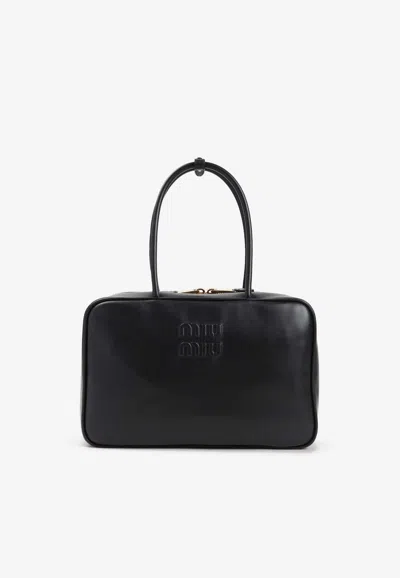 Miu Miu Beau Leather Shoulder Bag In Black
