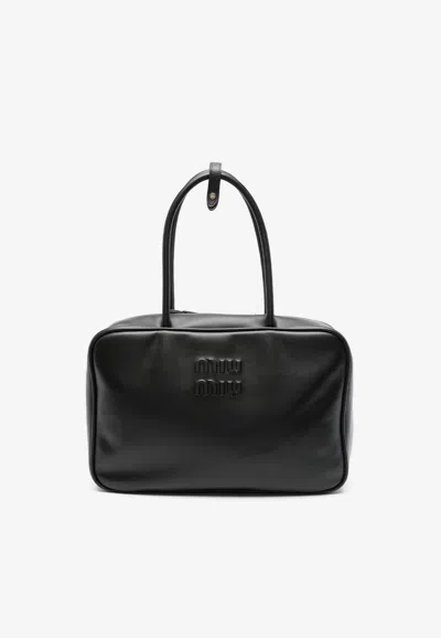 Miu Miu Beau Leather Shoulder Bag In Black