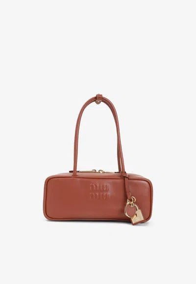 Miu Miu Beau Leather Shoulder Bag In Brown