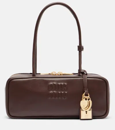 Miu Miu Beau Leather Shoulder Bag In Brown