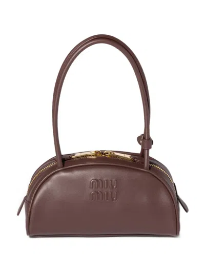 Miu Miu Beau Leather Shoulder Bag In Brown