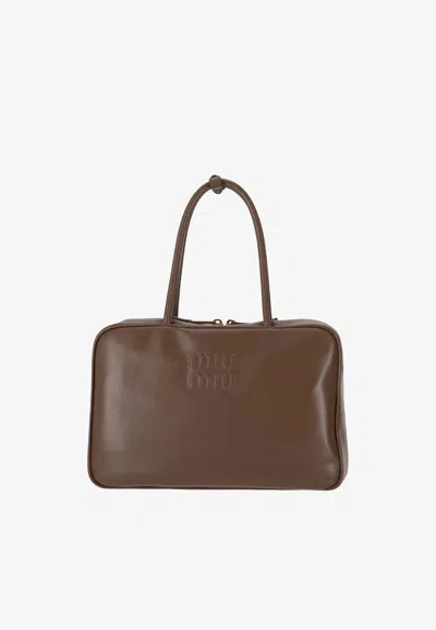 Miu Miu Beau Leather Shoulder Bag In Brown