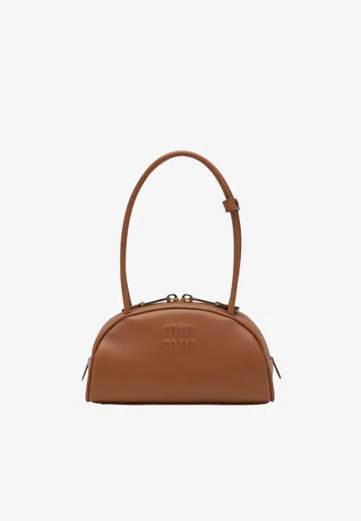 Miu Miu Beau Leather Shoulder Bag In Brown