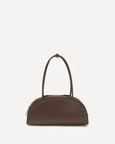 Miu Miu Beau Leather Shoulder Bag In Brown