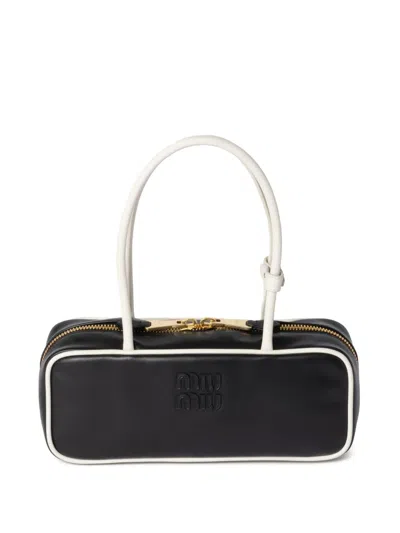 Miu Miu Beau Leather Tote Bag In Black