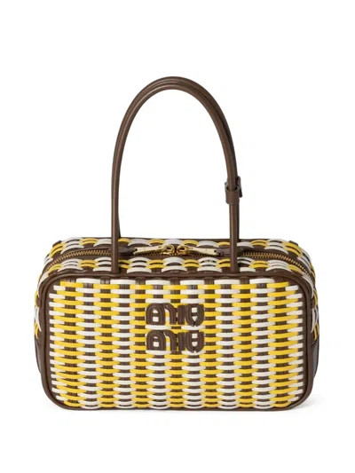 Miu Miu Beau Leather Tote Bag In Brown