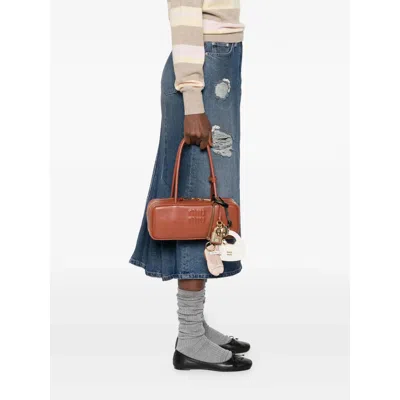 Miu Miu Beau Leather Tote Bag In Brown