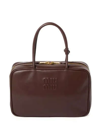 MIU MIU BEAU LOGO-DEBOSSED LEATHER BAG