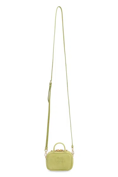 Miu Miu Beau Micro Suede Bag In Green
