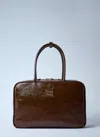 Miu Miu Beau Naplak Patent Shoulder Bag In Brown