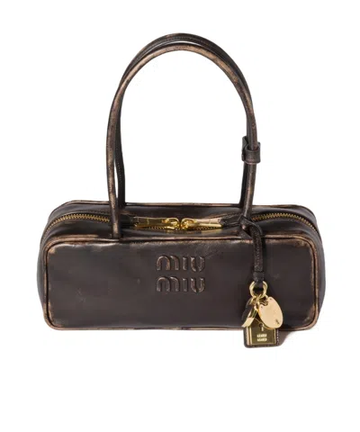 Miu Miu Beau Nappa Leather Bag In Brown