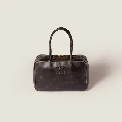 Miu Miu Beau Nappa Leather Bag In Brown