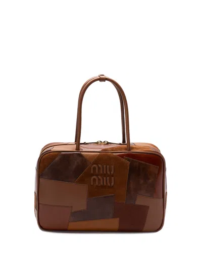 Miu Miu `beau` Patchwork Leather Bag In Brown
