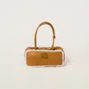 Miu Miu Arcadie Shearling Top-handle Bag In Cognac/natural