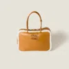 Miu Miu Beau Tote Bag In Cognac/natural