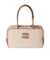 Miu Miu Beau Canvas Shoulder Bag In Neutral