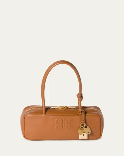Miu Miu Beau Small Leather Shoulder Bag In Brown