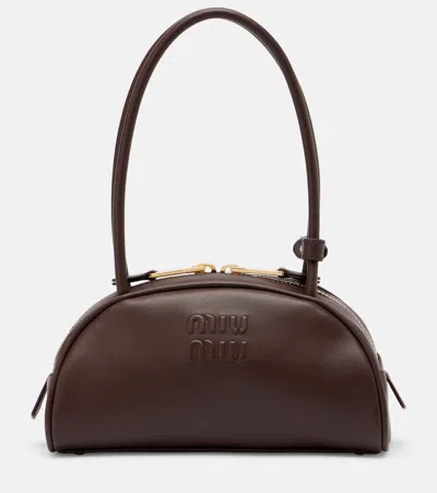Miu Miu Beau Small Leather Shoulder Bag In Brown