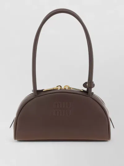 Miu Miu Beau Small Leather Shoulder Bowling Bag In Brown