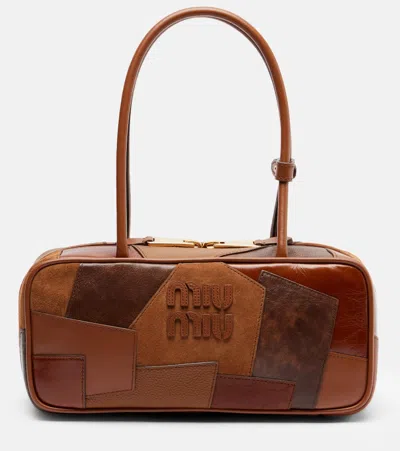Miu Miu Beau Small Leather Top-handle Bag In Brown