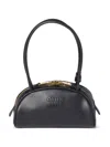 Miu Miu Black Calf Leather Bos Taurus Shoulder Bag In Black