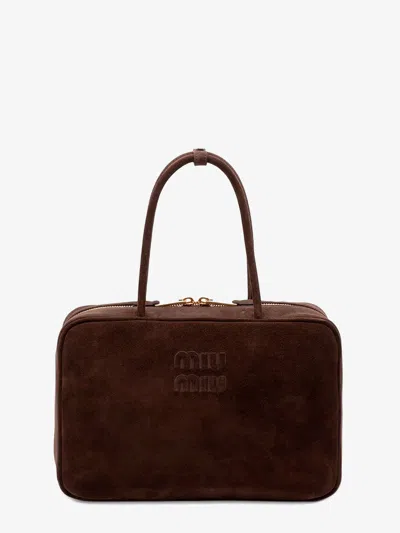 Miu Miu Beau Suede Handbag In Brown