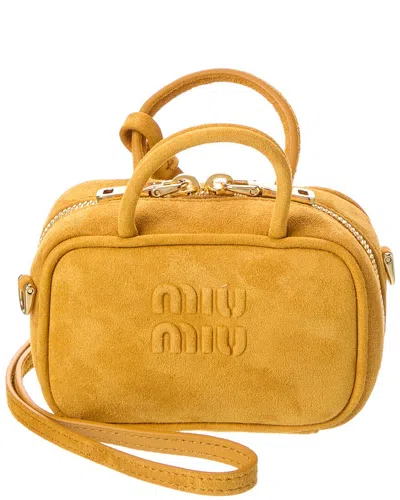 Miu Miu Beau Suede Micro Bag In Brown