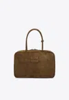 Miu Miu Beau Suede Shoulder Bag In Green